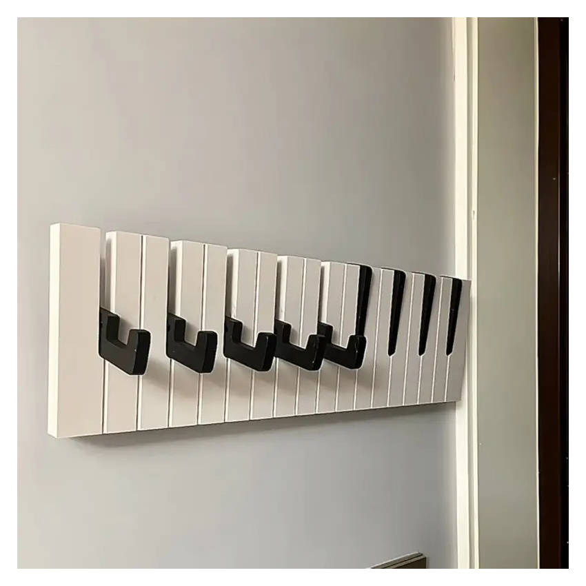 Punch-Free Piano Hook Black Keyboard 2 Pieces (8 hooks)