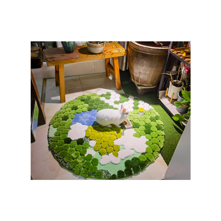 Round Green Moss Rug